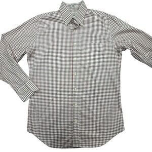 Peter Millar Shirt Mens Medium White Red Check Cotton Chest Pocket Button Down